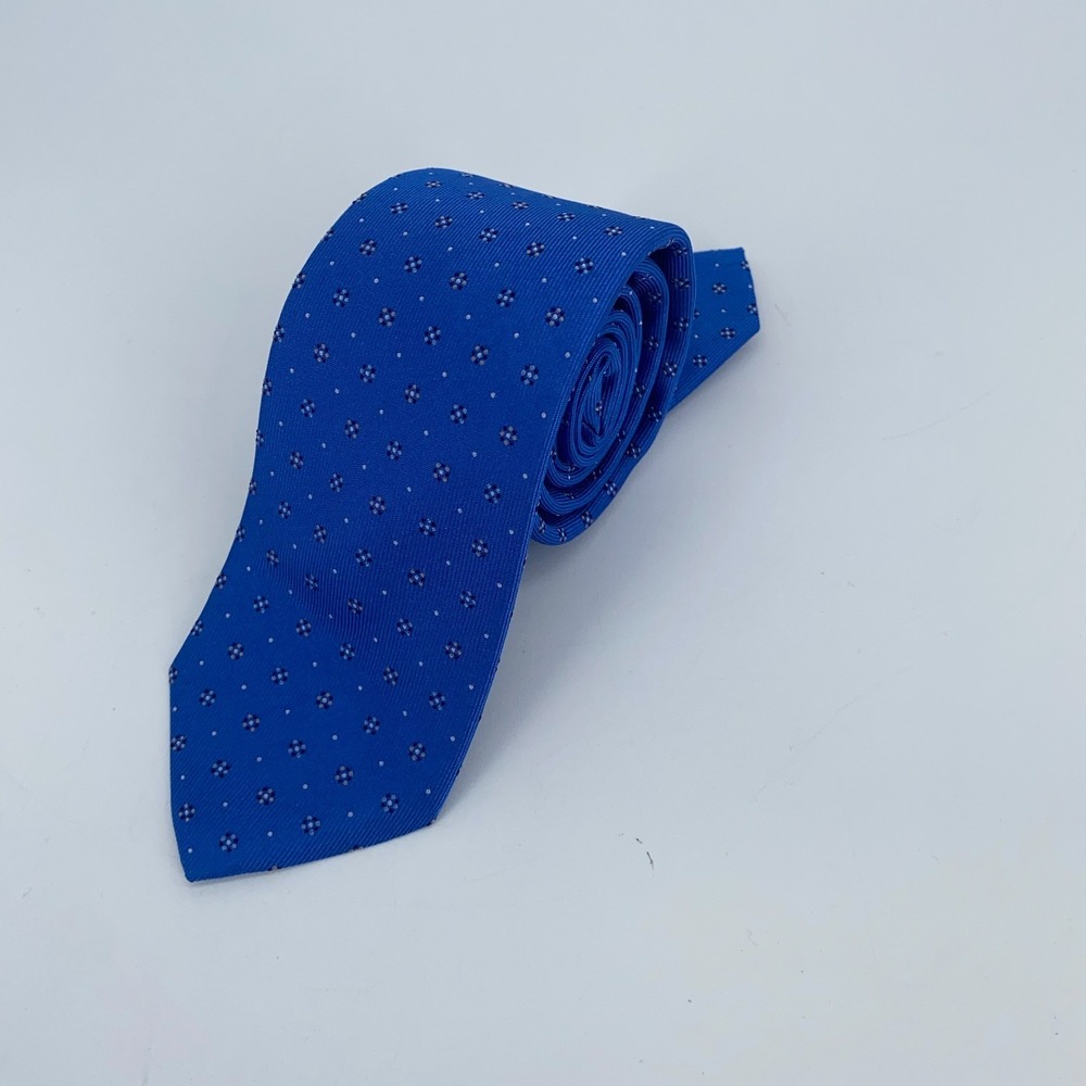 Eton Tie Mens One Size Blue Patterned Silk Classic Luxury Necktie England Made